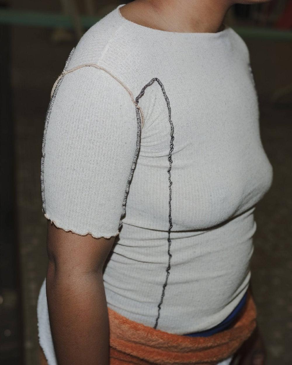 Baserange T-shirt Omato 3/4 - Chanvre Et Coton Côtelé