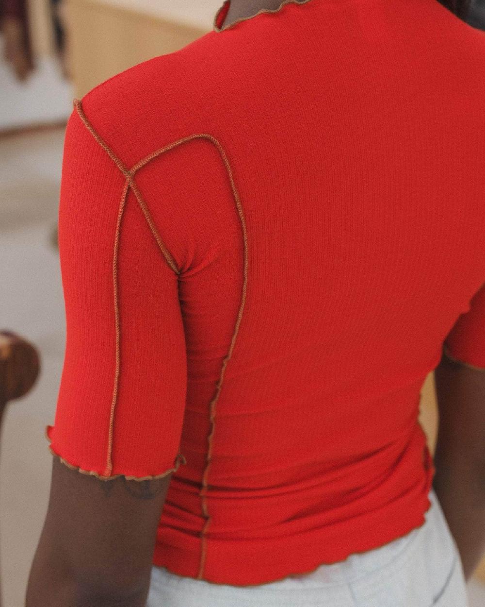 Baserange T-shirt Omato 3/4 - Coton Biologique Côtelé