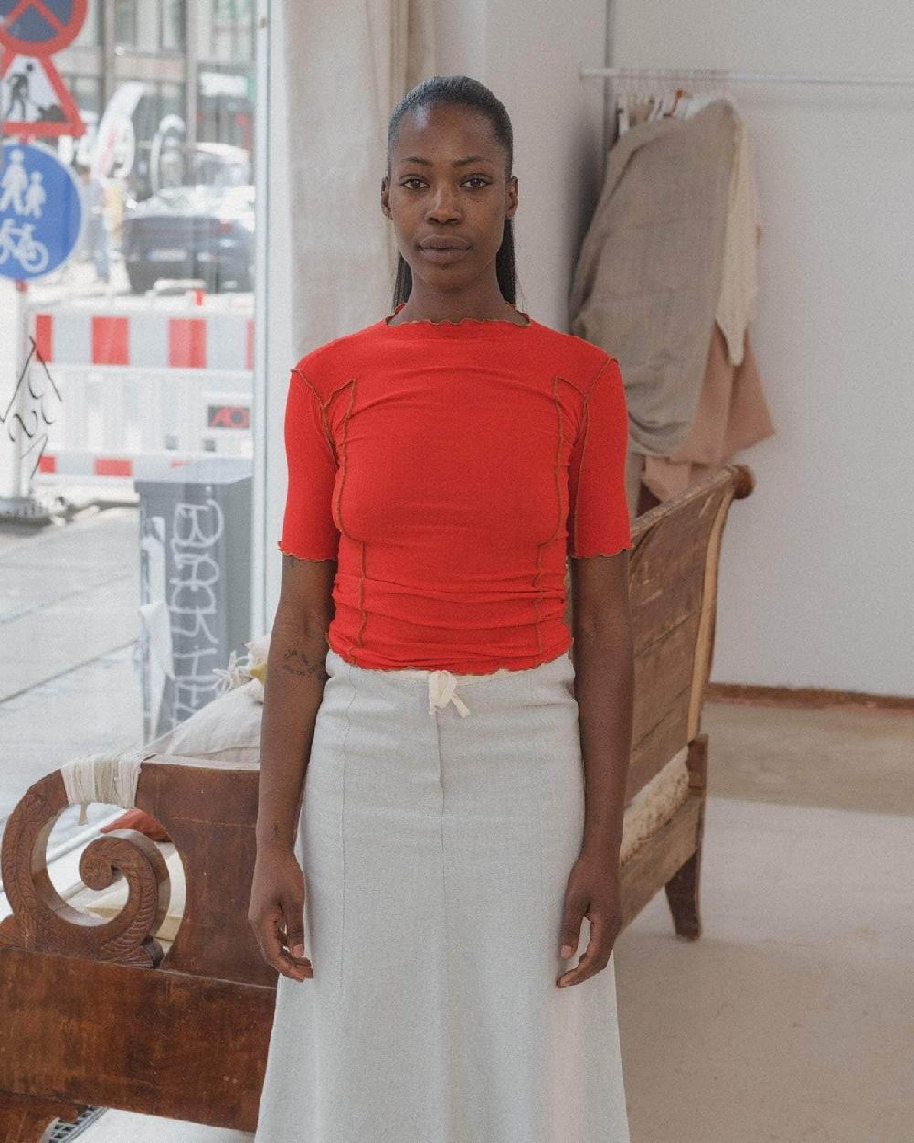 Baserange T-shirt Omato 3/4 - Coton Biologique Côtelé