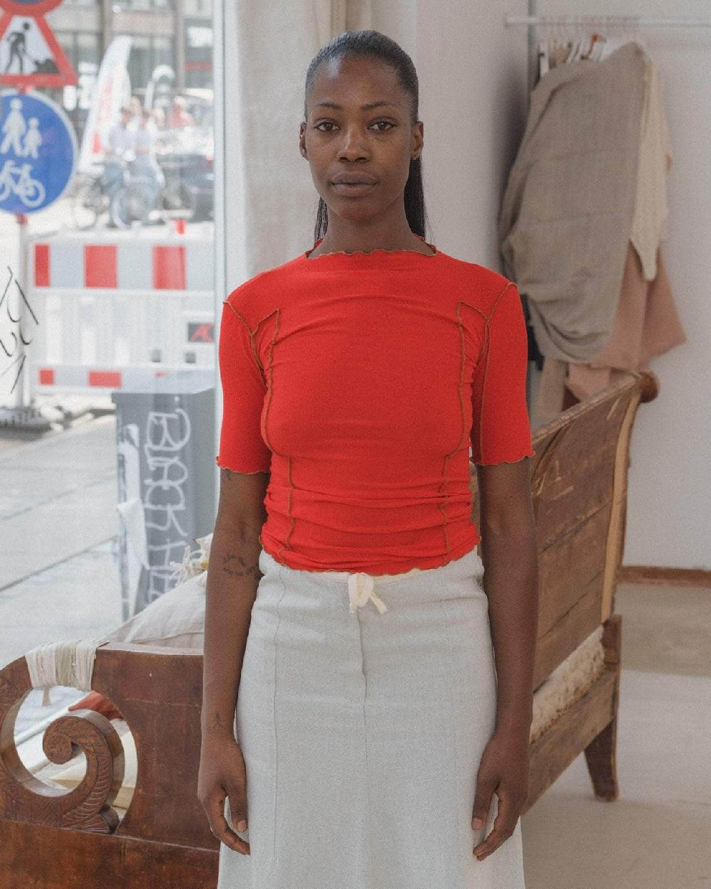 baserange t-shirt omato 3/4 - Coton biologique côtelé