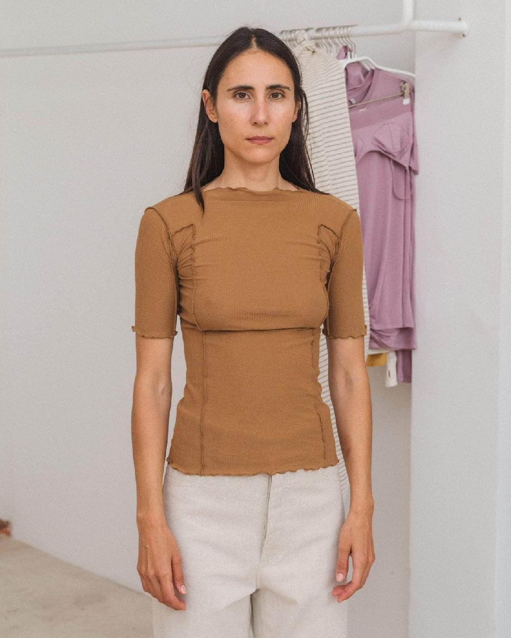 baserange t-shirt omato 3/4 - Coton biologique côtelé