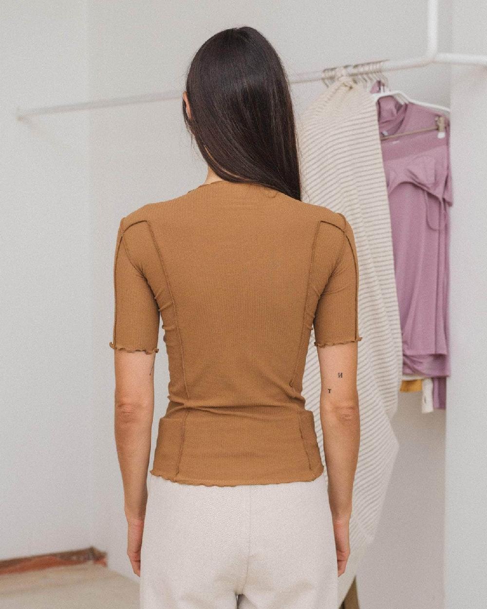 Baserange T-shirt Omato 3/4 - Coton Biologique Côtelé