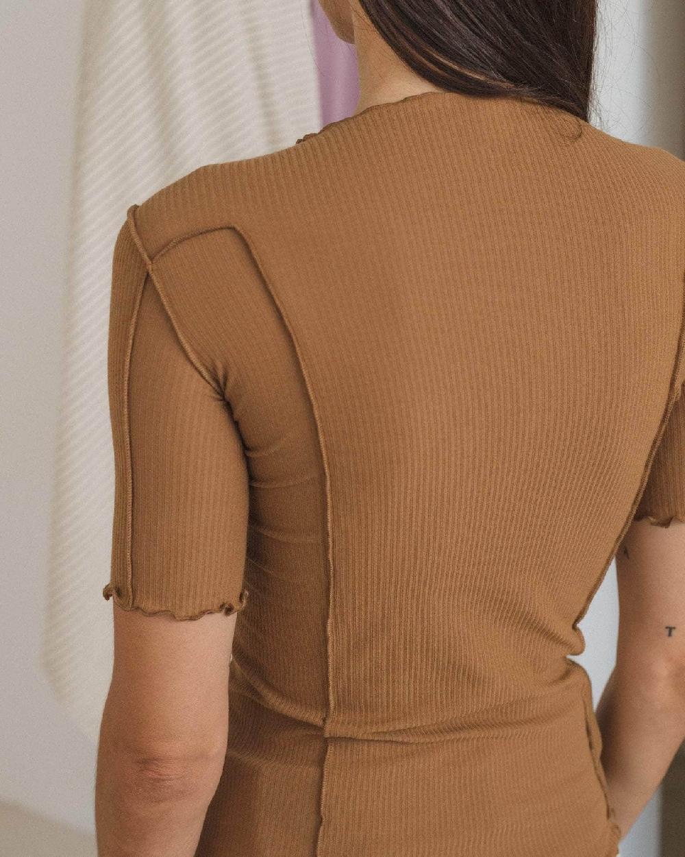 Baserange T-shirt Omato 3/4 - Coton Biologique Côtelé