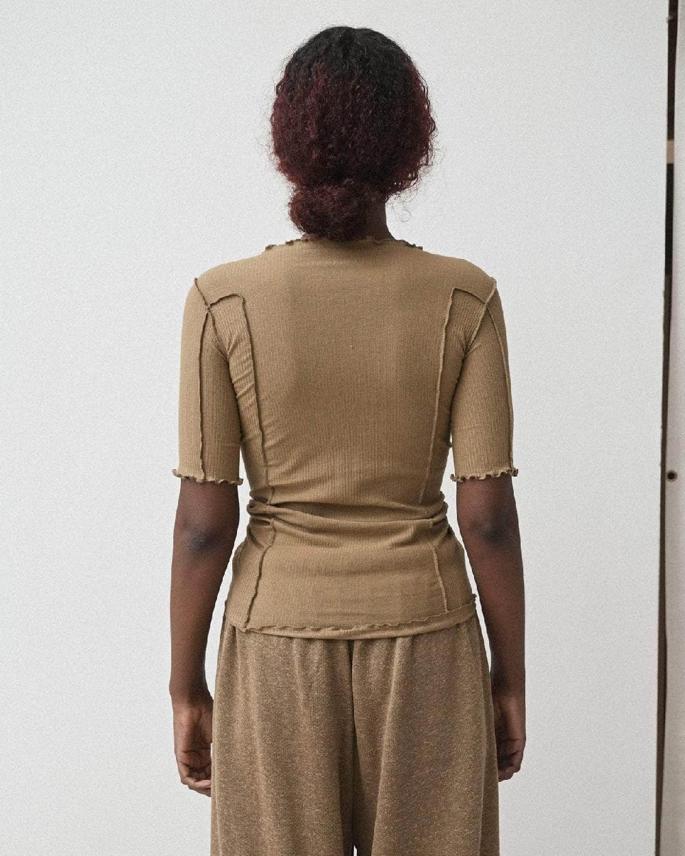 Baserange T-shirt Omato 3/4 - Fin Coton Biologique Côtelé