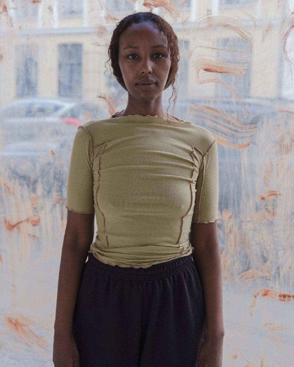 Baserange T-shirt Omato 3/4 - Fin Coton Biologique Côtelé