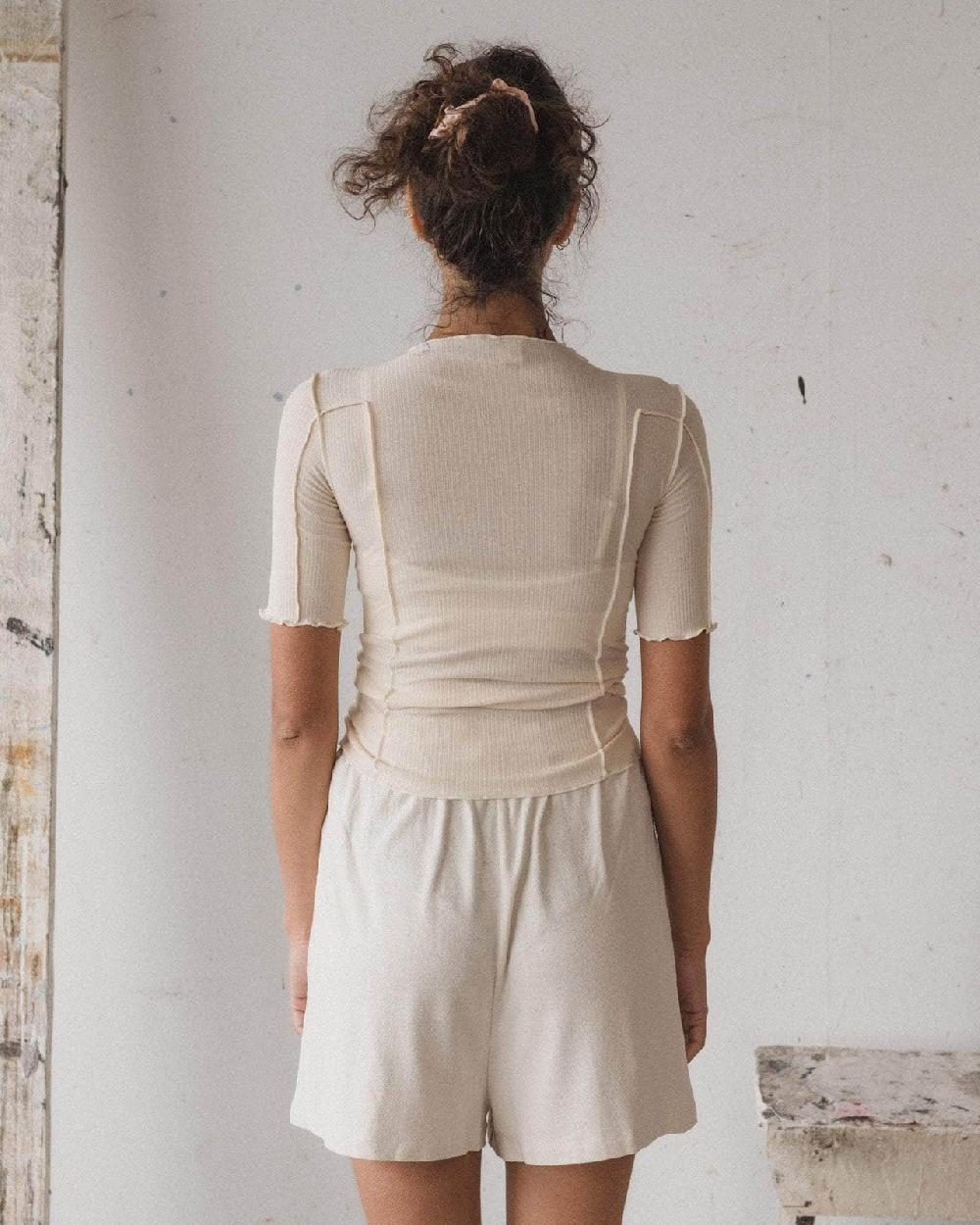 Baserange T-shirt Omato 3/4 - Fin Coton Biologique Côtelé