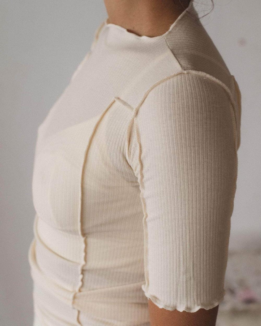 Baserange T-shirt Omato 3/4 - Fin Coton Biologique Côtelé