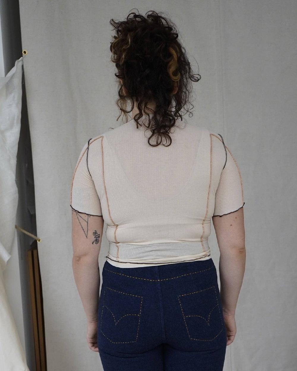 Baserange T-shirt Omato 3/4 - Fin Coton Biologique Côtelé