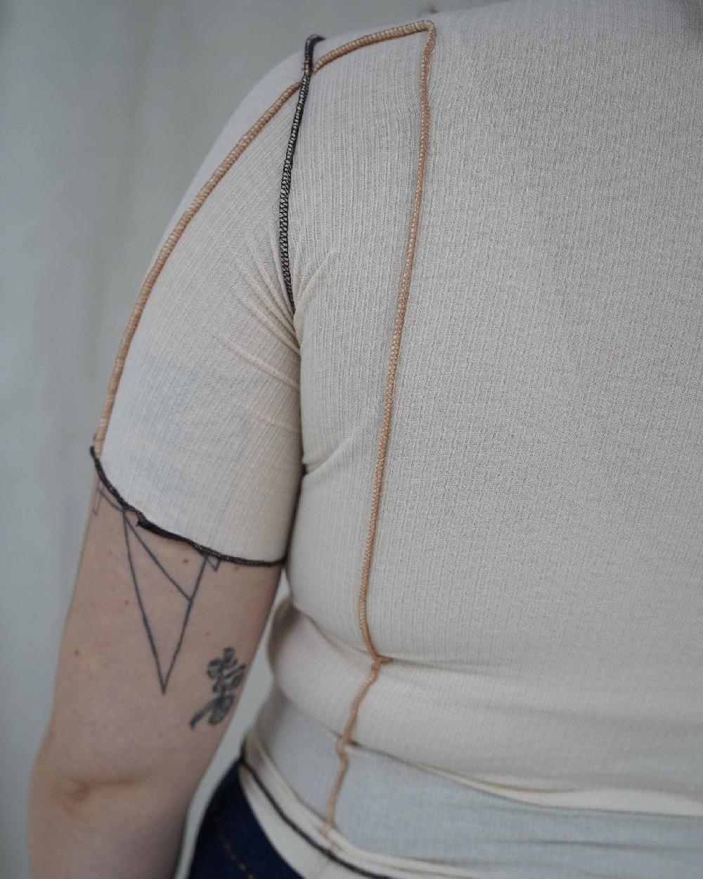 Baserange T-shirt Omato 3/4 - Fin Coton Biologique Côtelé