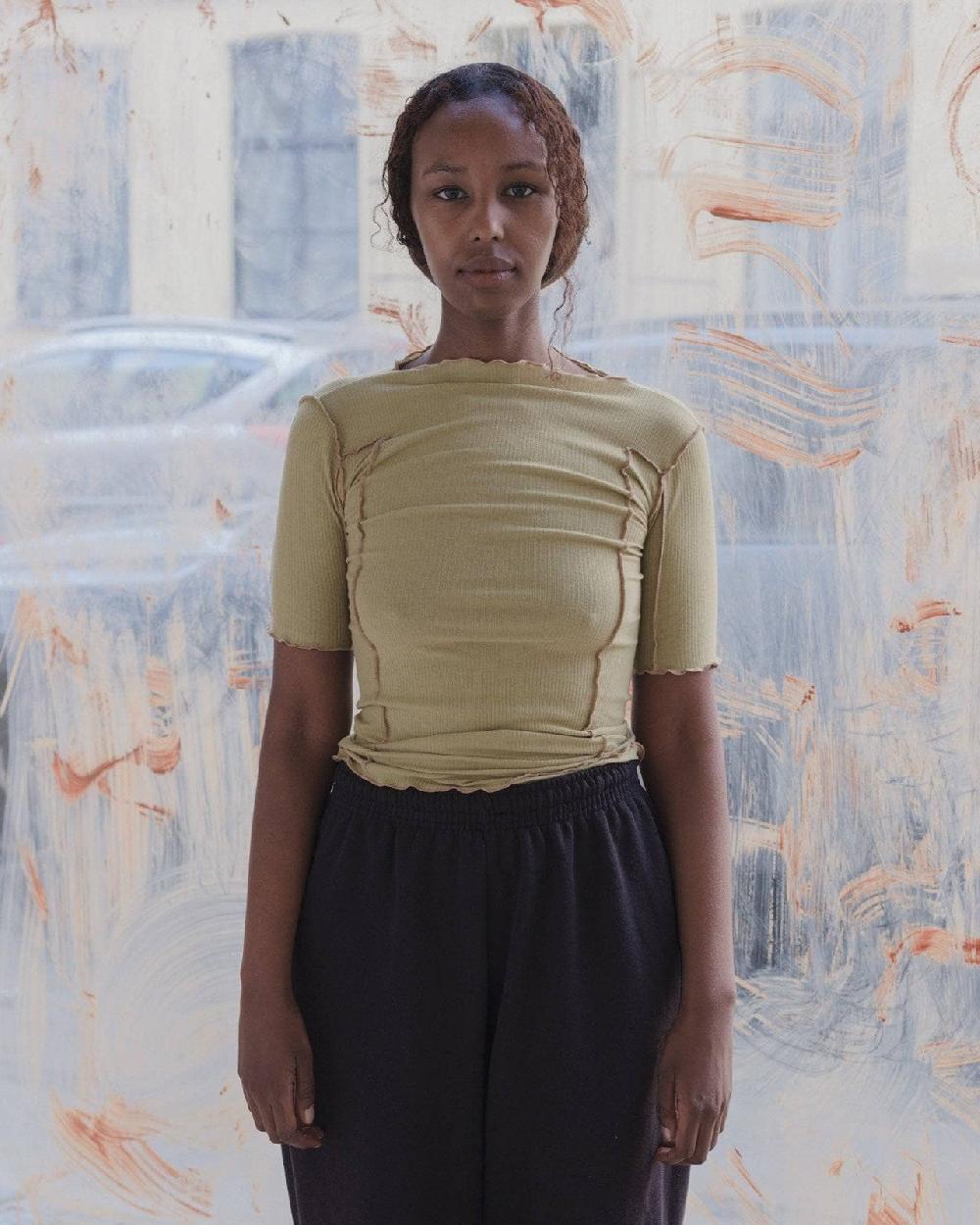 baserange T-shirt omato 3/4 - Fin coton biologique côtelé