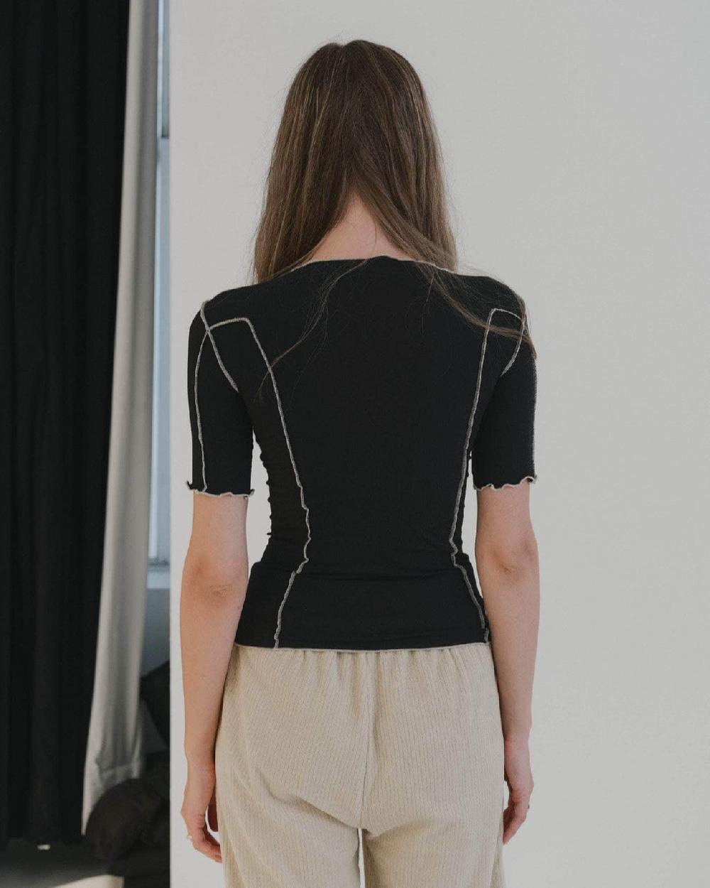 Baserange T-shirt Omato 3/4 - Fin Coton Biologique Côtelé