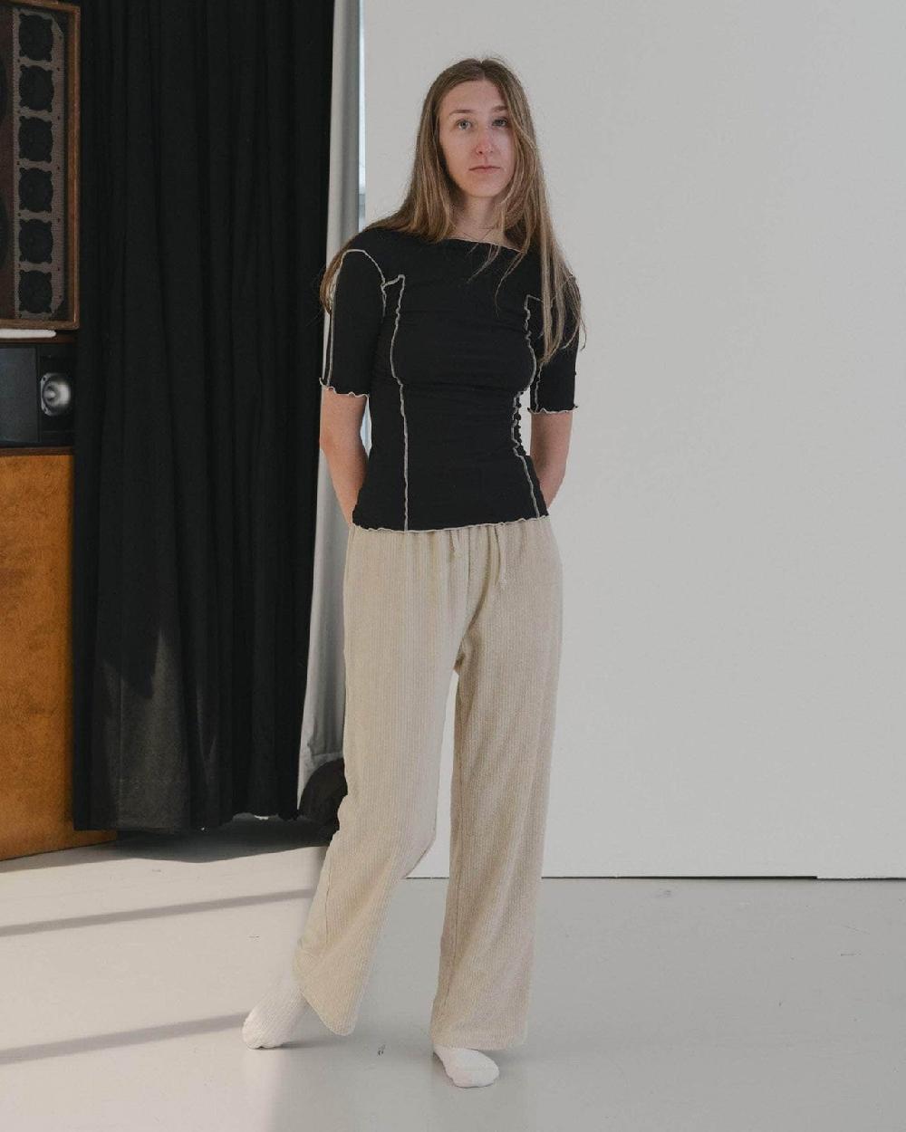 Baserange T-shirt Omato 3/4 - Fin Coton Biologique Côtelé