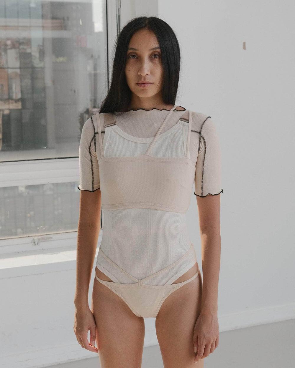 Baserange T-shirt Omato 3/4 - Fin Coton Biologique Côtelé