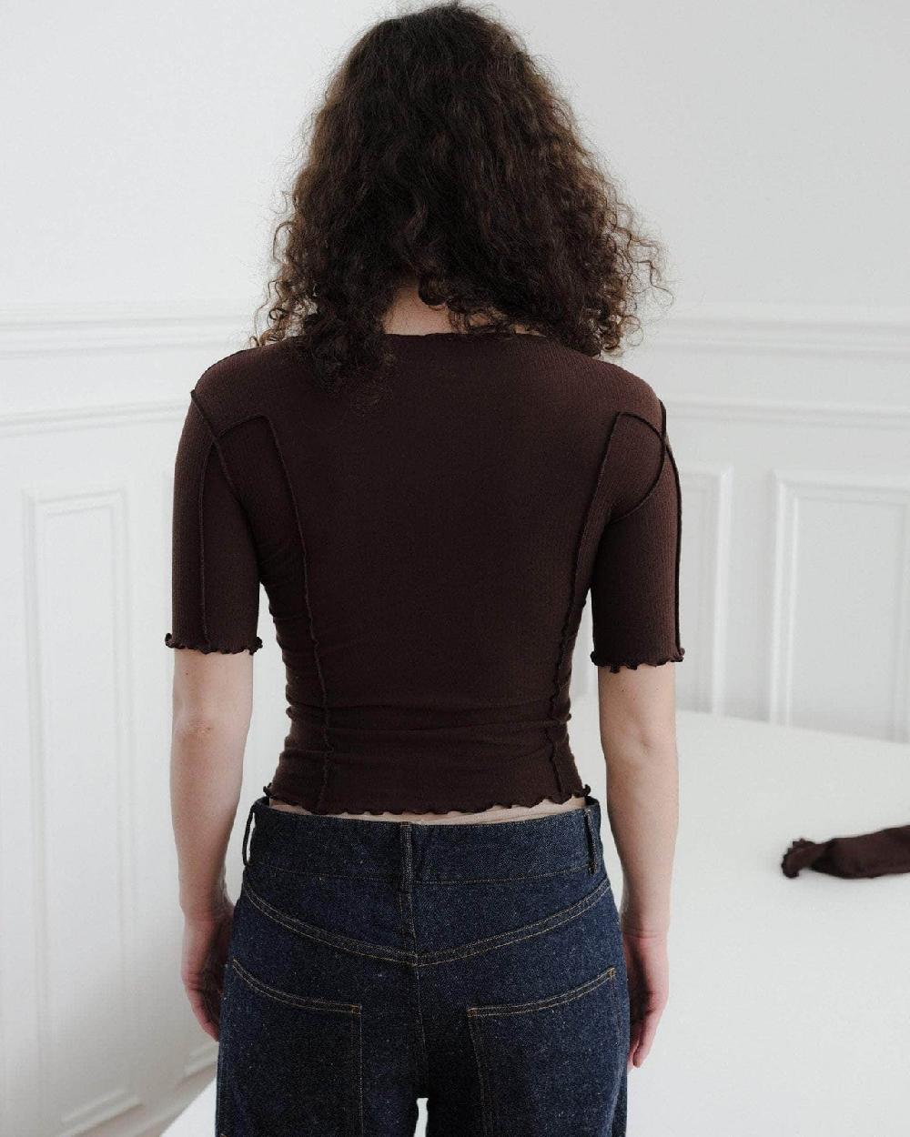 Baserange T-shirt Omato 3/4 - Fin Coton Biologique Côtelé