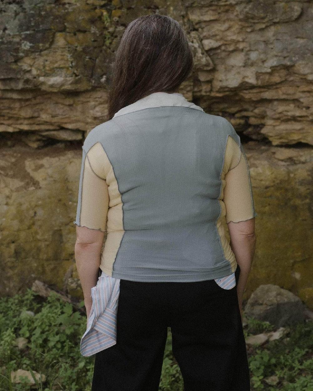 Baserange T-shirt Omato 3/4 - Fin Coton Biologique Côtelé