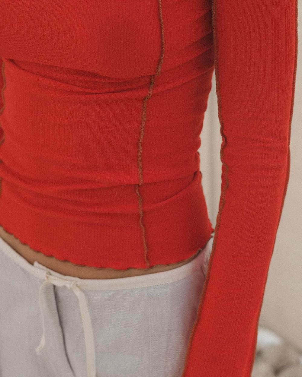 Baserange T-shirt Omato à Manches Longues - Coton Biologique Côtelé