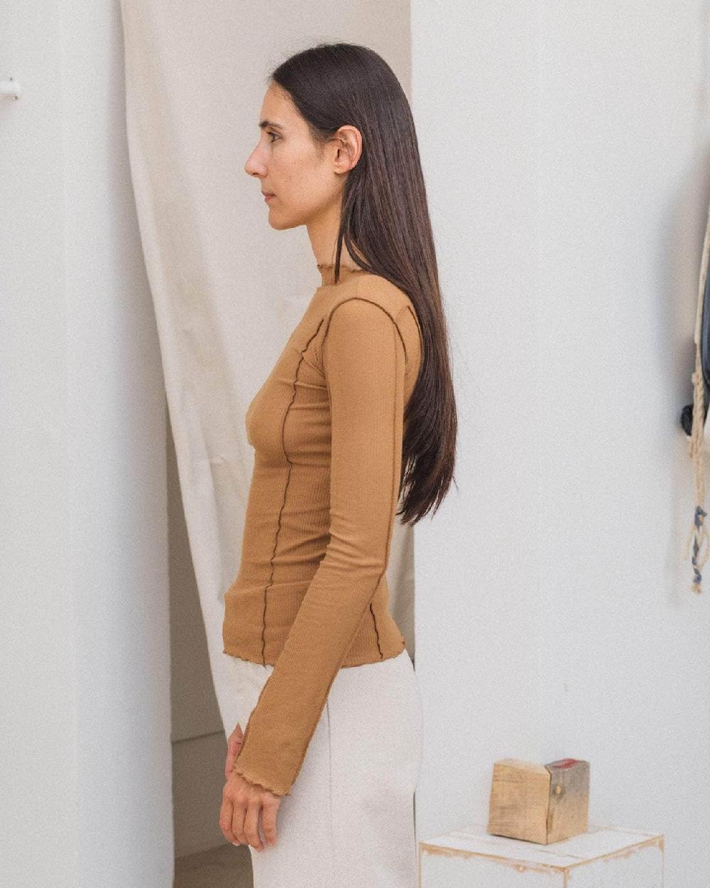 Baserange T-shirt Omato à Manches Longues - Coton Biologique Côtelé