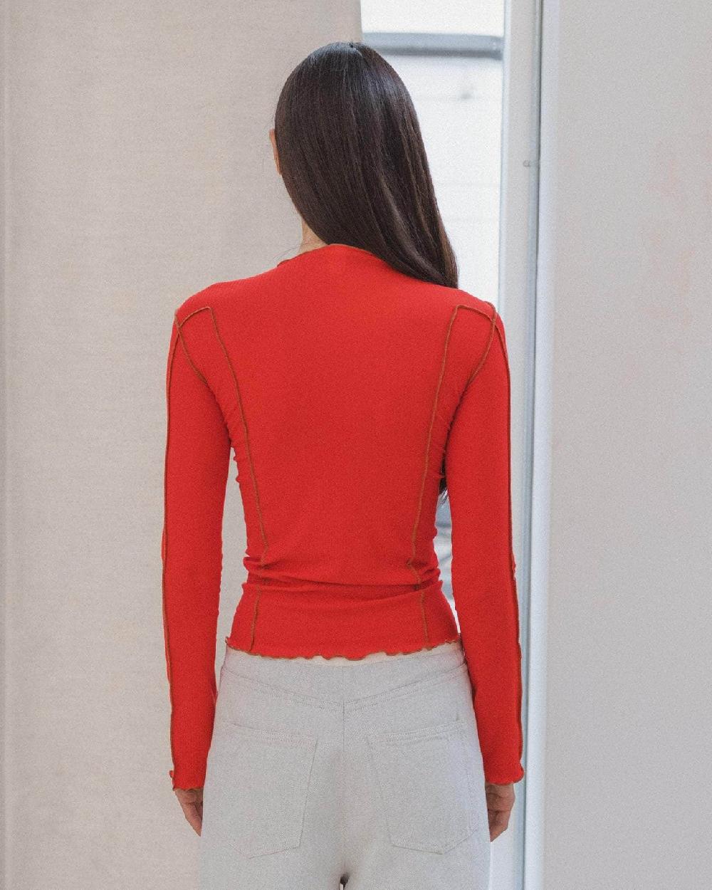 Baserange T-shirt Omato à Manches Longues - Coton Biologique Côtelé