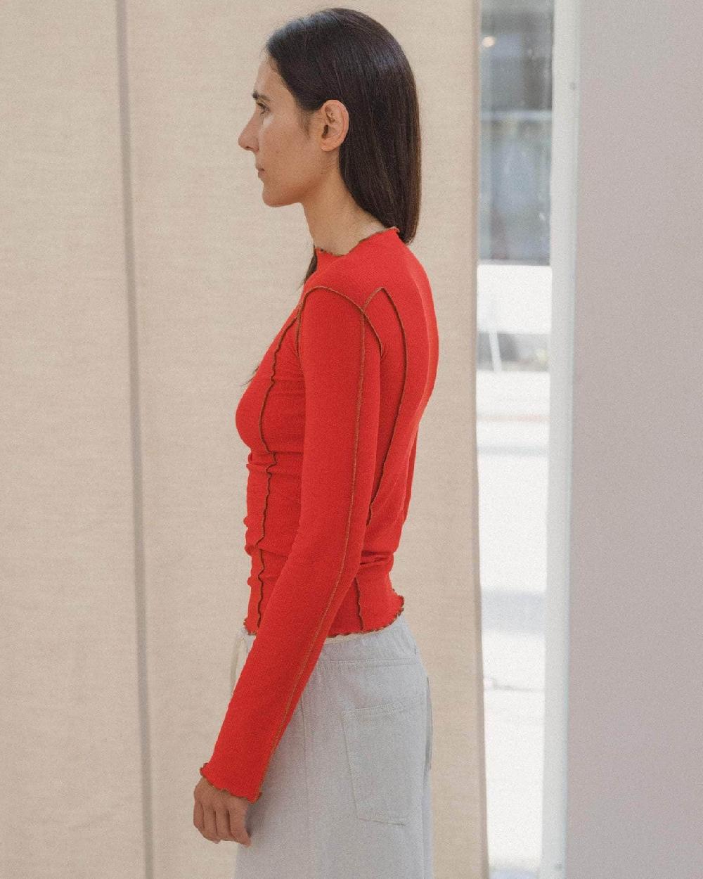 Baserange T-shirt Omato à Manches Longues - Coton Biologique Côtelé