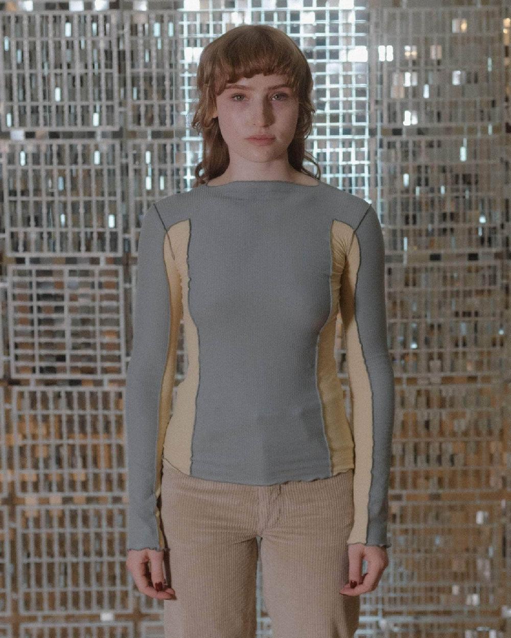 baserange T-shirt omato à manches longues - Fin coton biologique côtelé