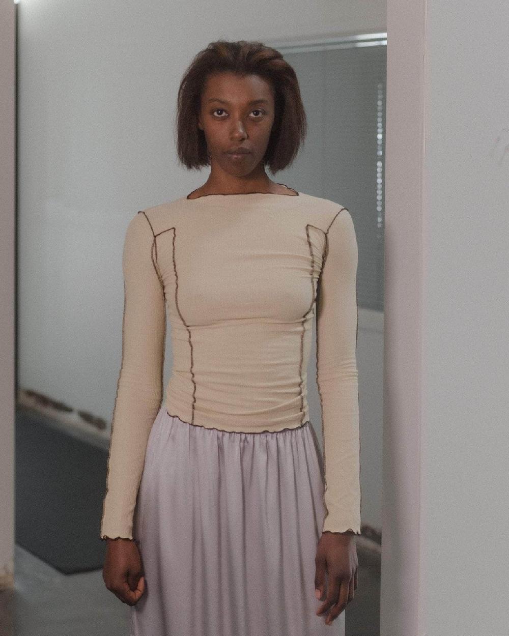 baserange T-shirt omato à manches longues - Fin coton biologique côtelé