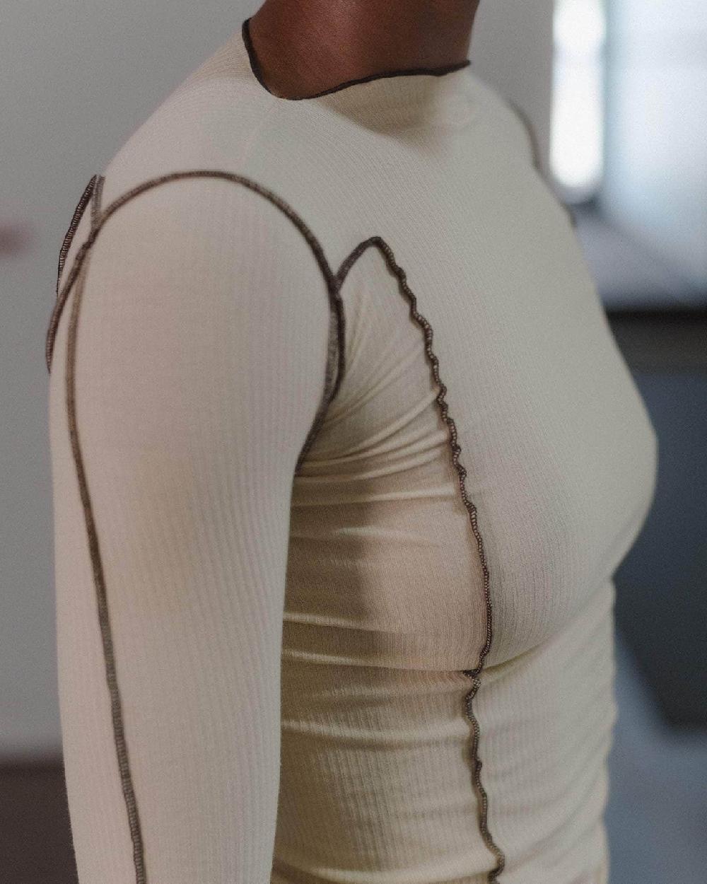 Baserange T-shirt Omato à Manches Longues - Fin Coton Biologique Côtelé