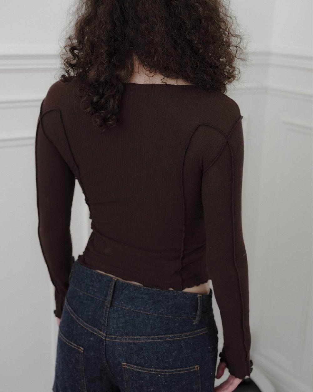 Baserange T-shirt Omato à Manches Longues - Fin Coton Biologique Côtelé