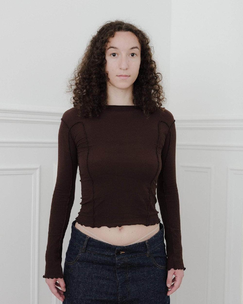 baserange T-shirt omato à manches longues - Fin coton biologique côtelé