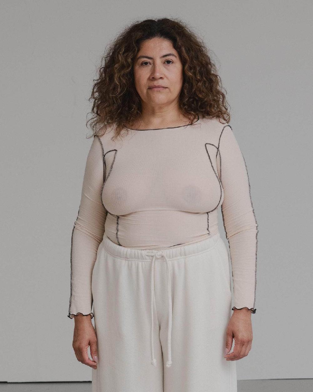 Baserange T-shirt Omato à Manches Longues - Fin Coton Biologique Côtelé