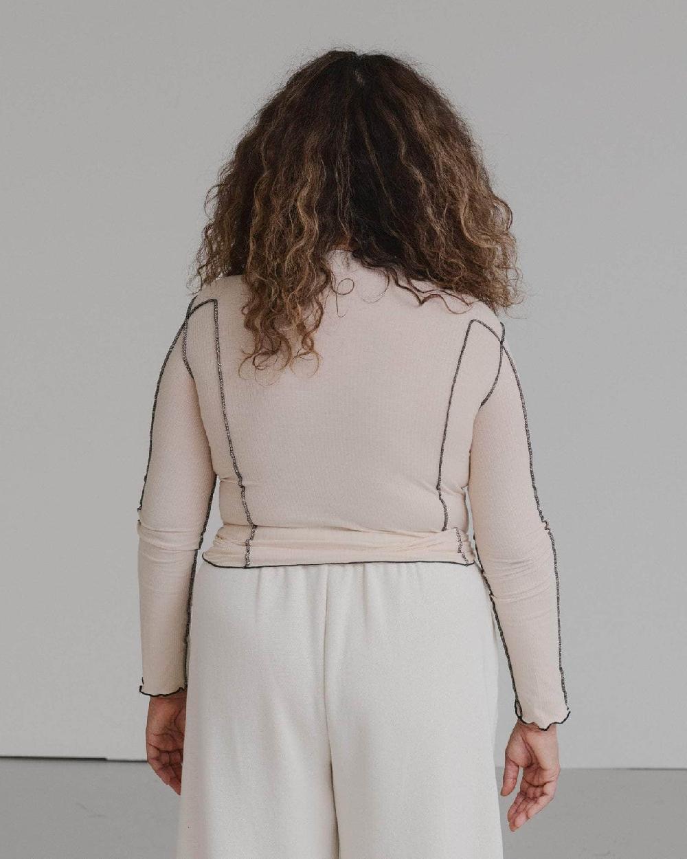 Baserange T-shirt Omato à Manches Longues - Fin Coton Biologique Côtelé