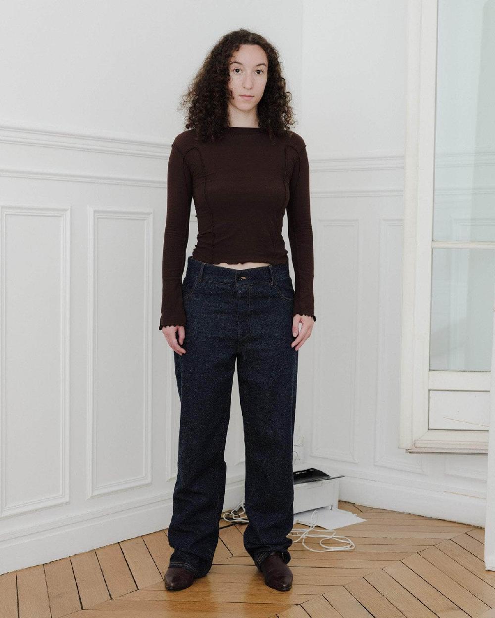 Baserange T-shirt Omato à Manches Longues - Fin Coton Biologique Côtelé