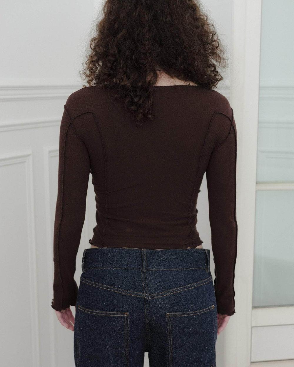 Baserange T-shirt Omato à Manches Longues - Fin Coton Biologique Côtelé