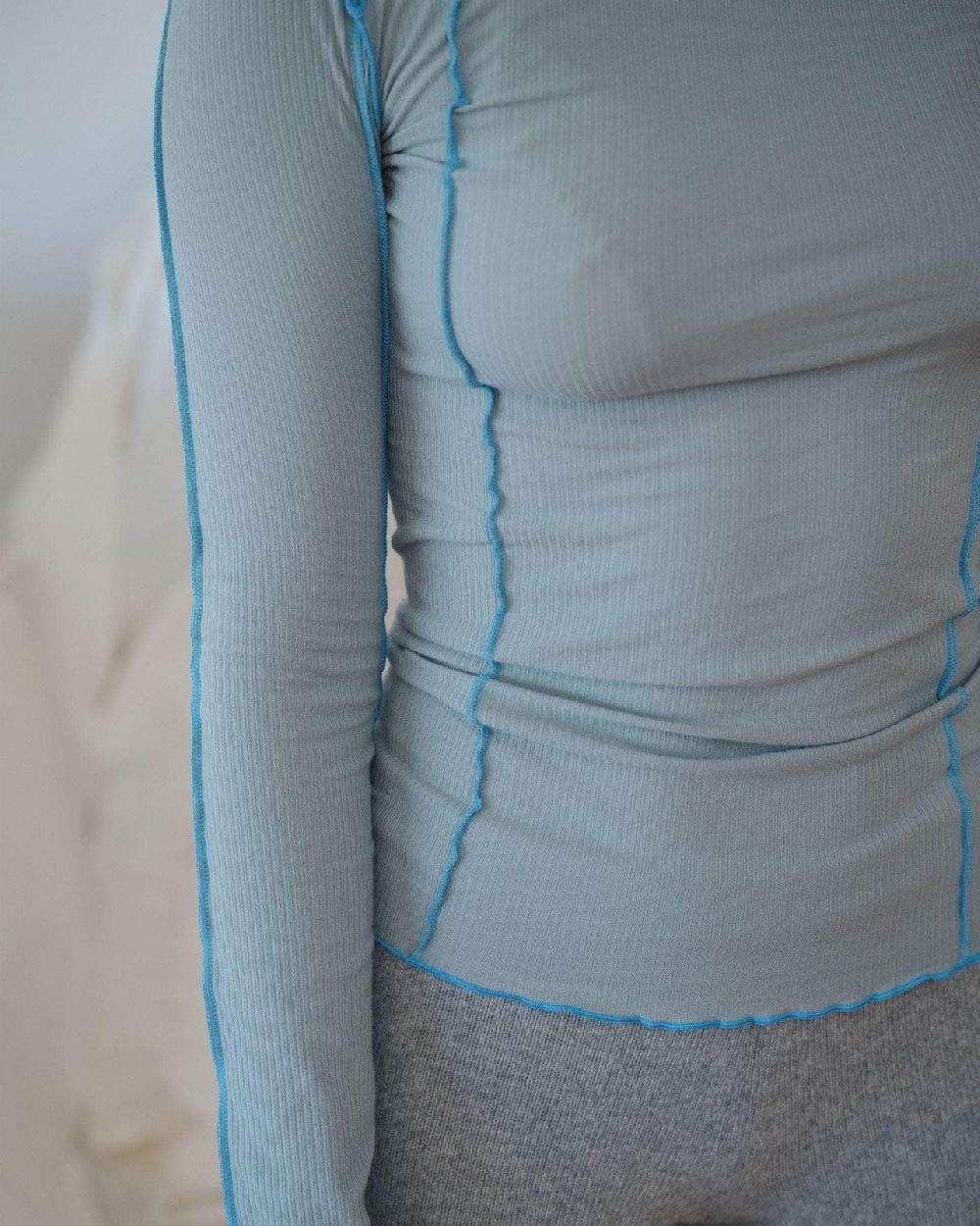 Baserange T-shirt Omato à Manches Longues - Fin Coton Biologique Côtelé