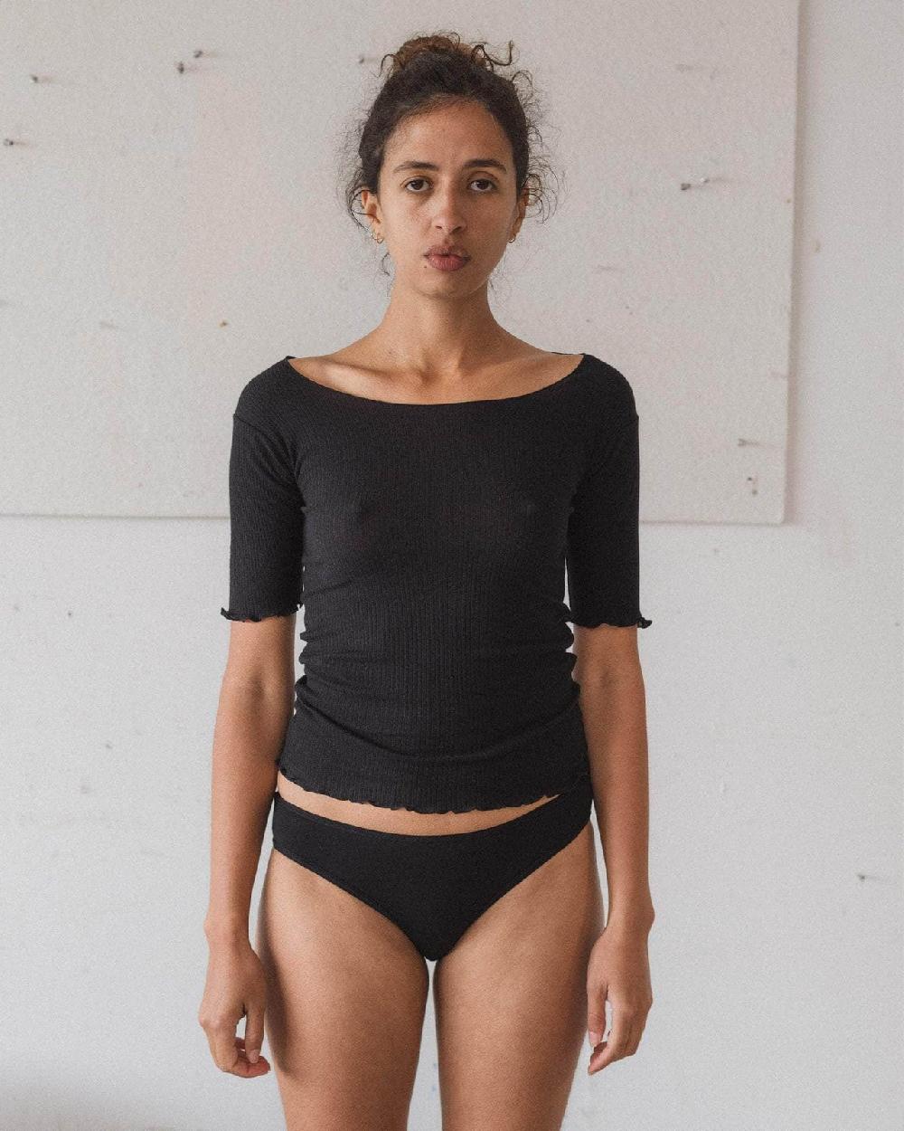 baserange T-shirt pama 3/4 - Fin coton biologique côtelé