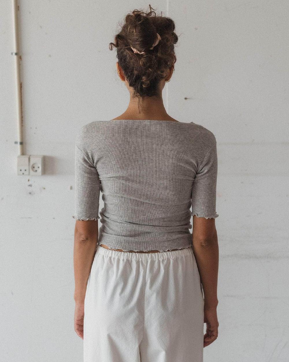 Baserange T-shirt Pama 3/4 - Fin Coton Biologique Côtelé