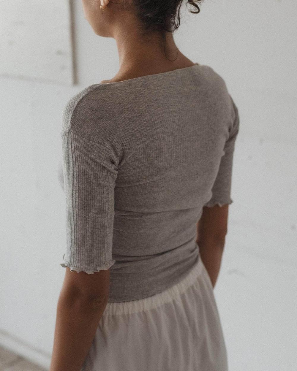 Baserange T-shirt Pama 3/4 - Fin Coton Biologique Côtelé