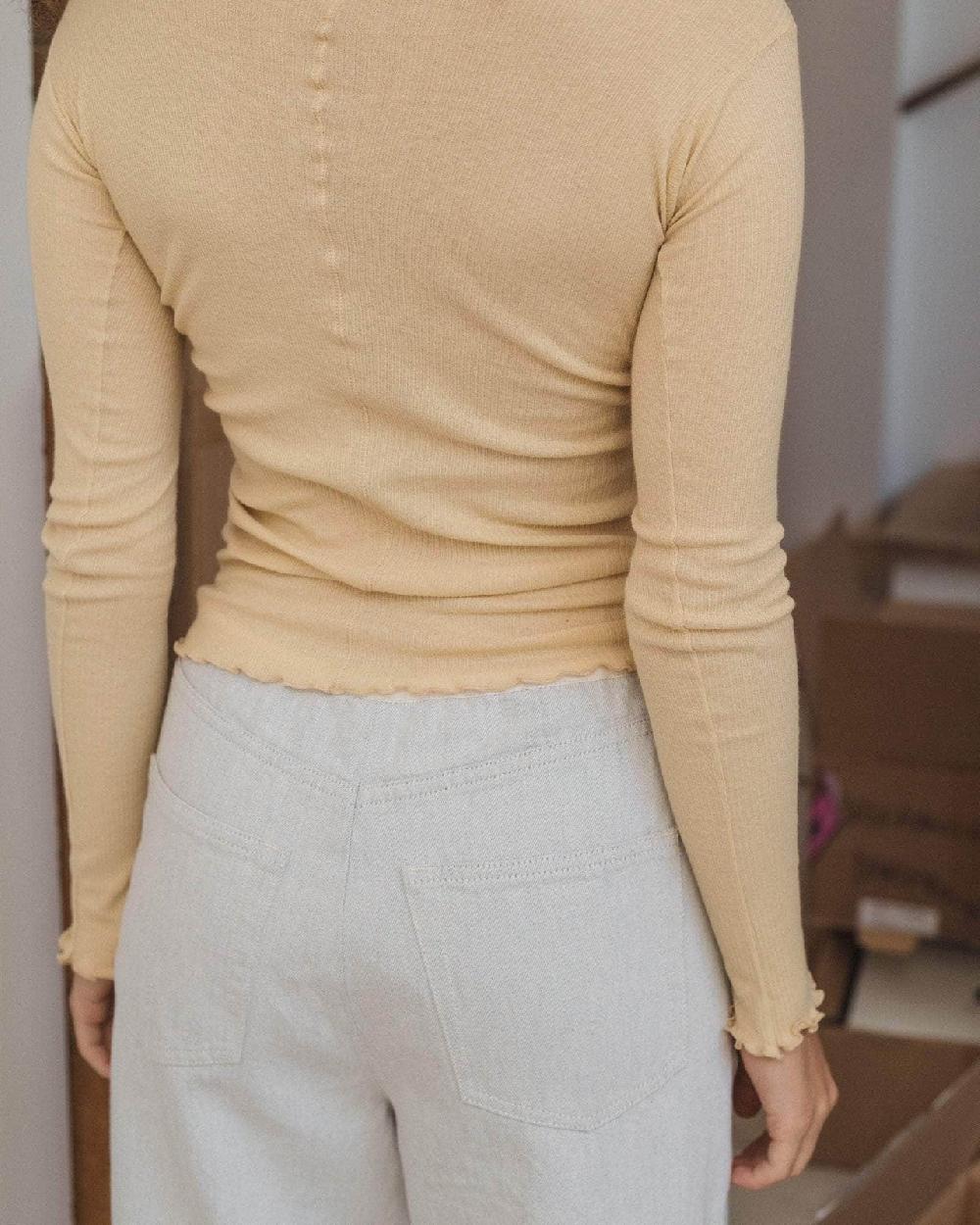 Baserange T-shirt Pama à Manches Longues - Fin Coton Biologique Côtelé