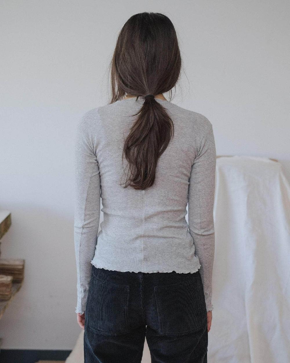 Baserange T-shirt Pama à Manches Longues - Fin Coton Biologique Côtelé