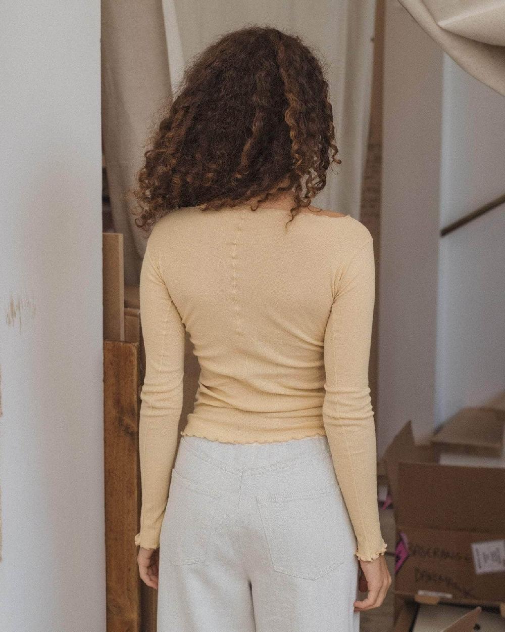 Baserange T-shirt Pama à Manches Longues - Fin Coton Biologique Côtelé