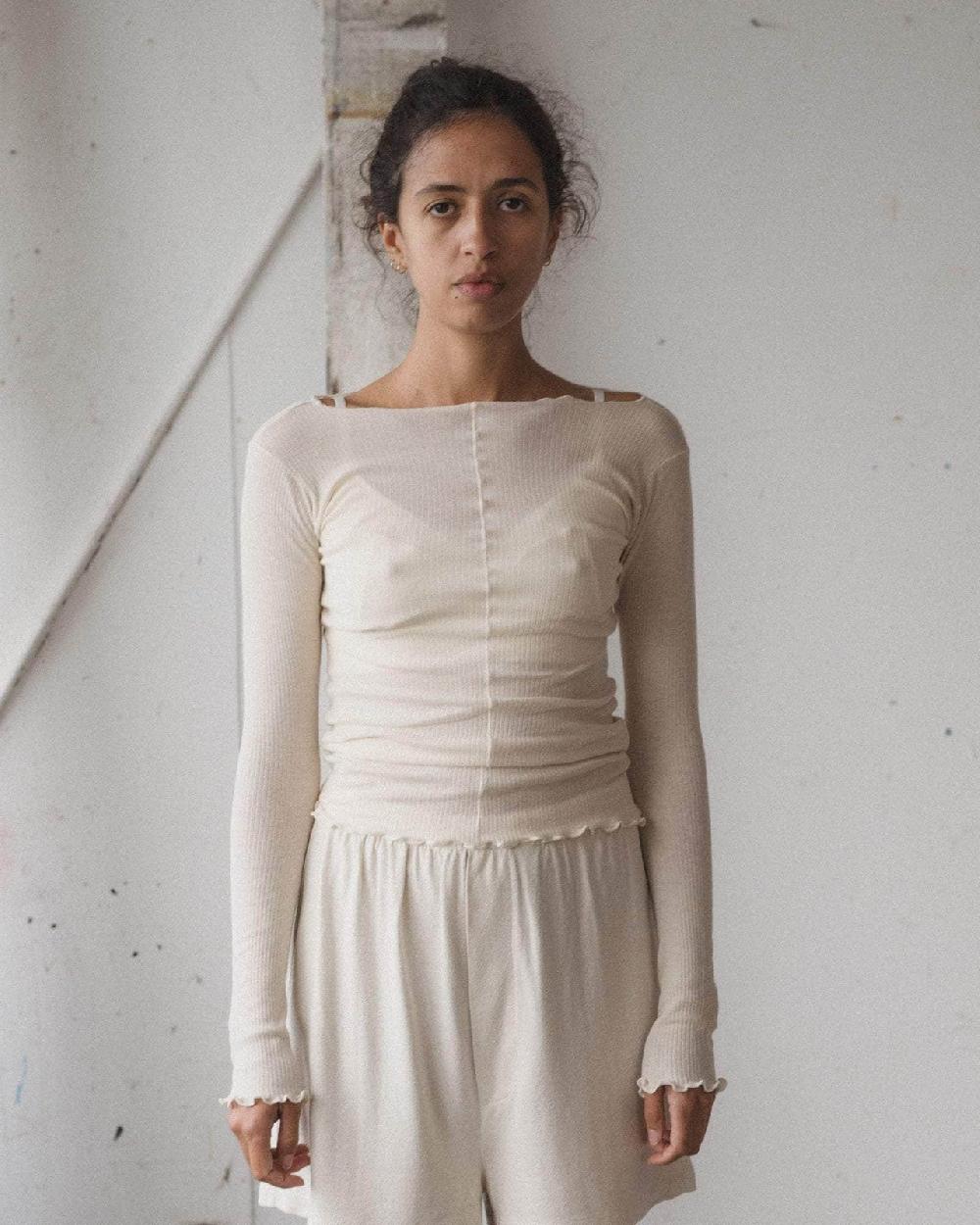 baserange T-shirt pama à manches longues - Fin coton biologique côtelé