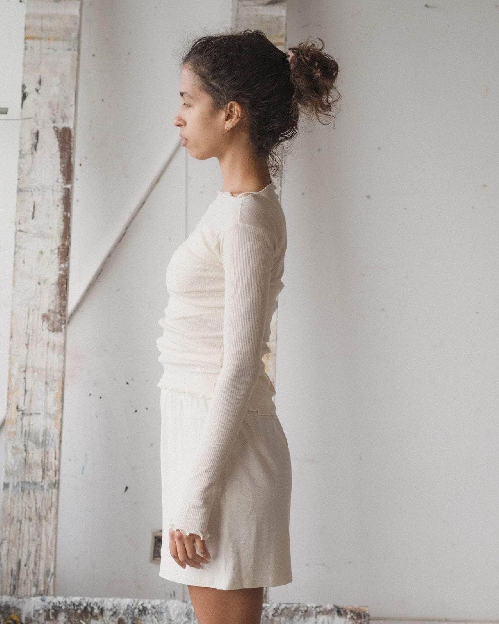 Baserange T-shirt Pama à Manches Longues - Fin Coton Biologique Côtelé