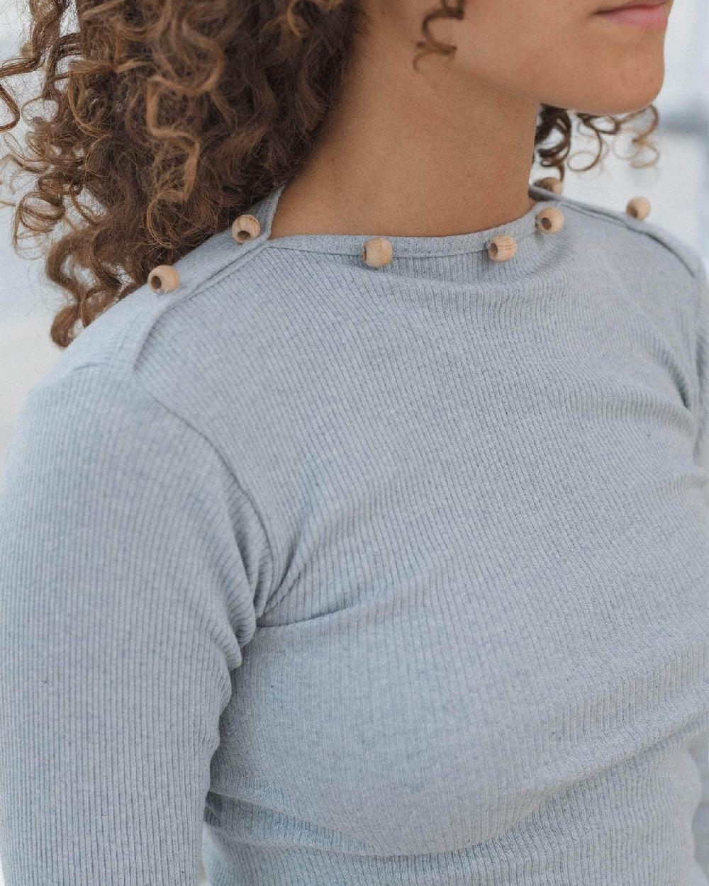 Baserange T-shirt Tav à Manches Longues - Coton Recyclé Côtelé