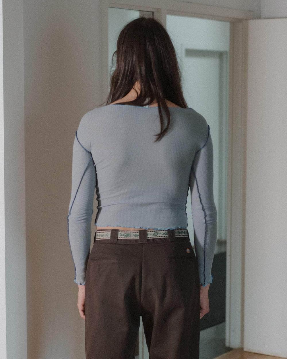 Baserange T-shirt Vein à Manches Longues - Fin Coton Biologique Côtelé