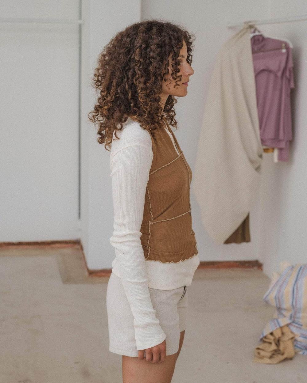 Baserange Top Cinder Dos-nu - Coton Biologique Côtelé