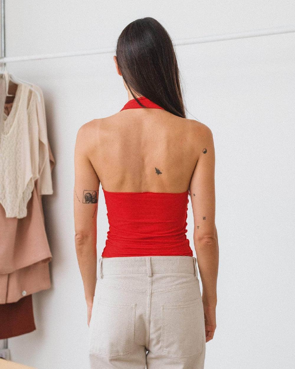 Baserange Top Cinder Dos-nu - Coton Biologique Côtelé