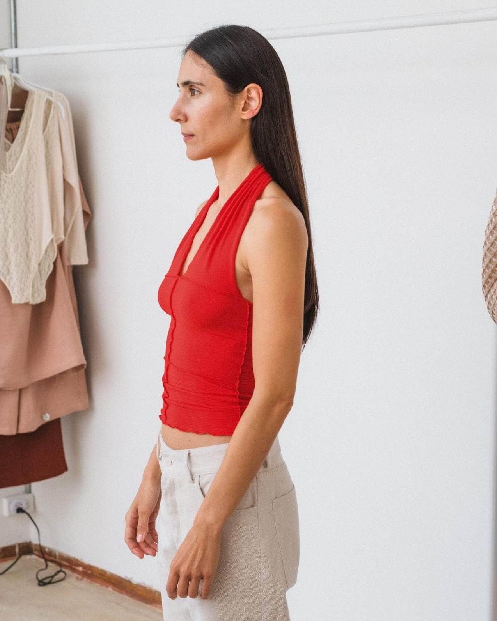 Baserange Top Cinder Dos-nu - Coton Biologique Côtelé