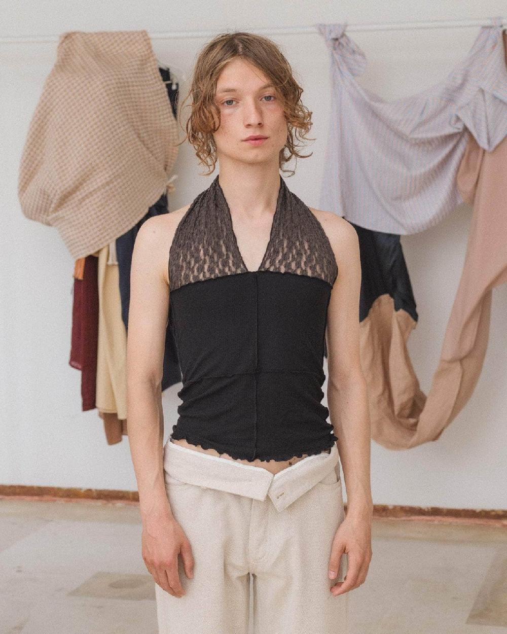 baserange top nehru dos-nu - Dentelle de coton biologique