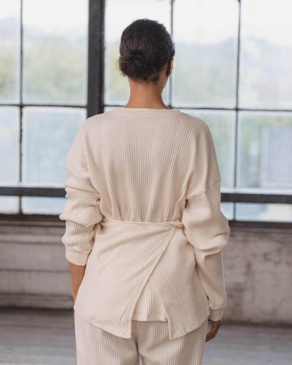 Baserange Top Shaw à Manches Longues - Molleton De Coton Biologique