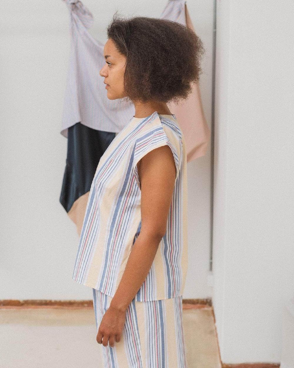 Baserange Top Stave Sans Manches - Popeline De Coton Biologique