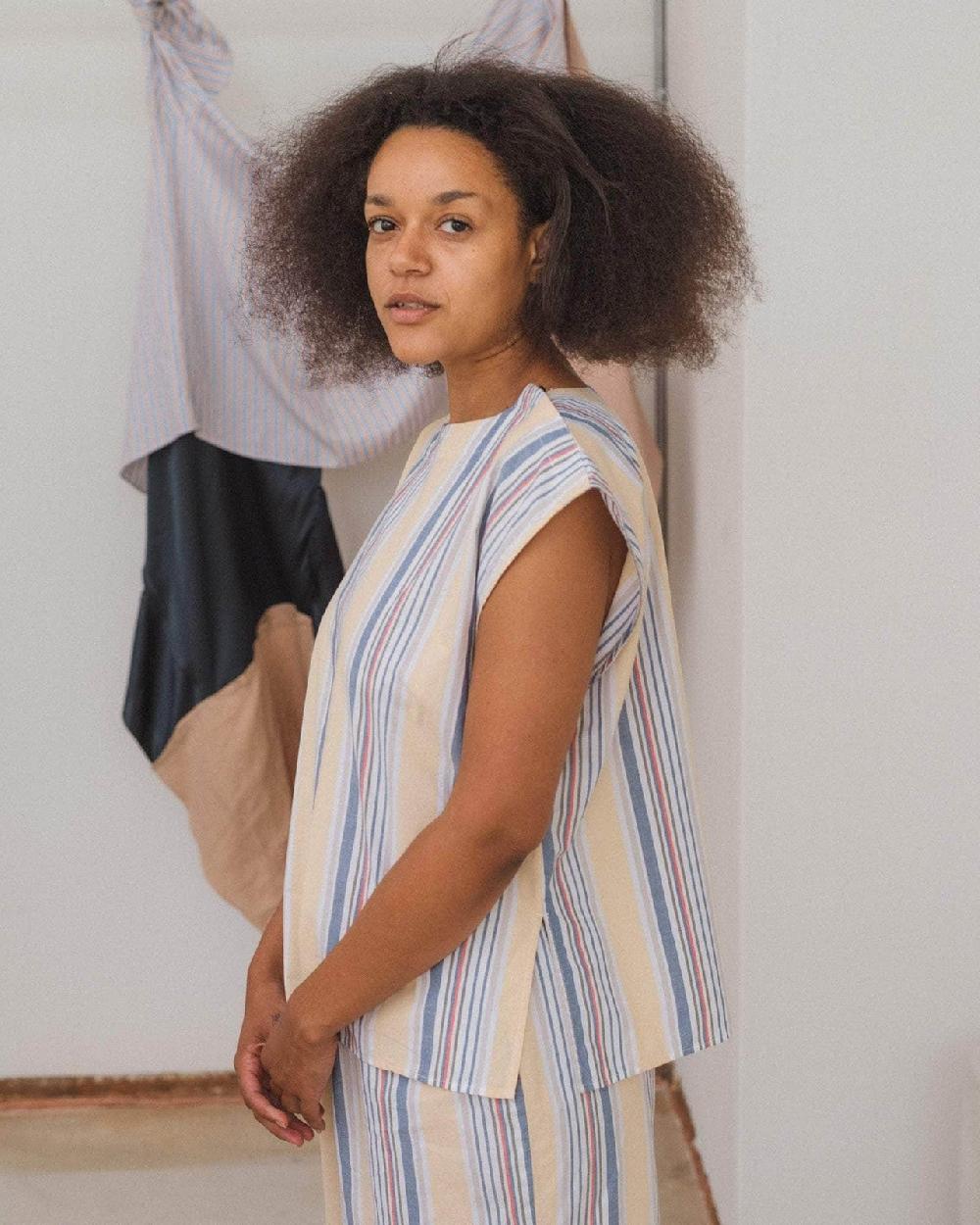 Baserange Top Stave Sans Manches - Popeline De Coton Biologique